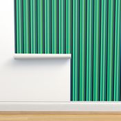 BN6 - Narrow Hybrid  Variegated Stripes  in Light Green - Teal - Navy Blue 