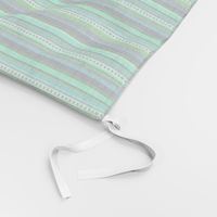 BN6 - Narrow Hybrid  Variegated Stripes  in Light Green - Teal - Navy Blue 