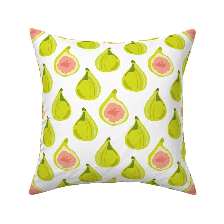 Fig Summer Fruit Food Leaf Leaves Lime Green Peach_Miss Chiff Designs