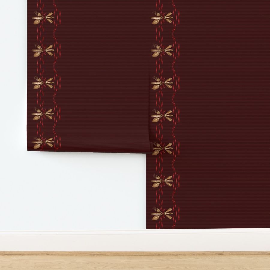 Cutlery border print (maroon)