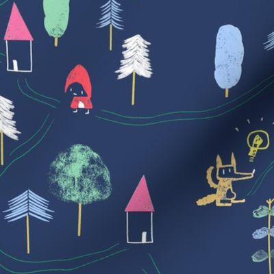 Red Riding Hood, into the woods, trees and houses map