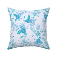 Roses Chinoserie Washed Cyan