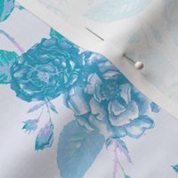 Roses Chinoserie Washed Cyan