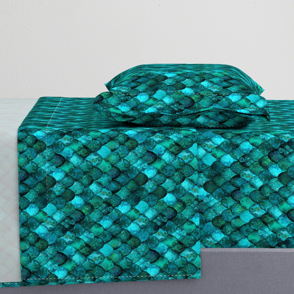 Dark Teal Mermaid or Dragon Scales, after Fabergé, by Su_G_©SuSchaefer