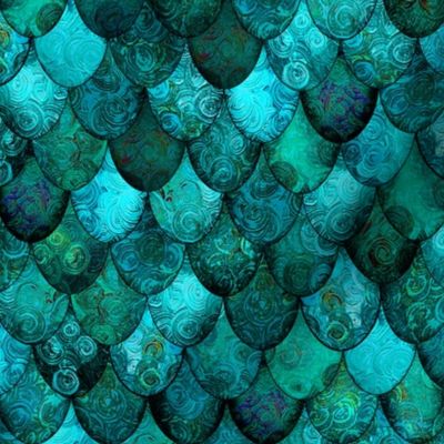 Dark Teal Mermaid or Dragon Scales, after Fabergé, by Su_G_©SuSchaefer