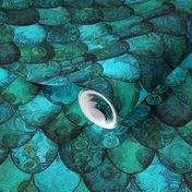 Dark Teal Mermaid or Dragon Scales, after Fabergé, by Su_G_©SuSchaefer