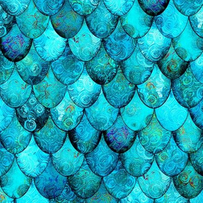 Aqua + Turquoise Mermaid or Dragon Scales by Su_G_©SuSchaefer