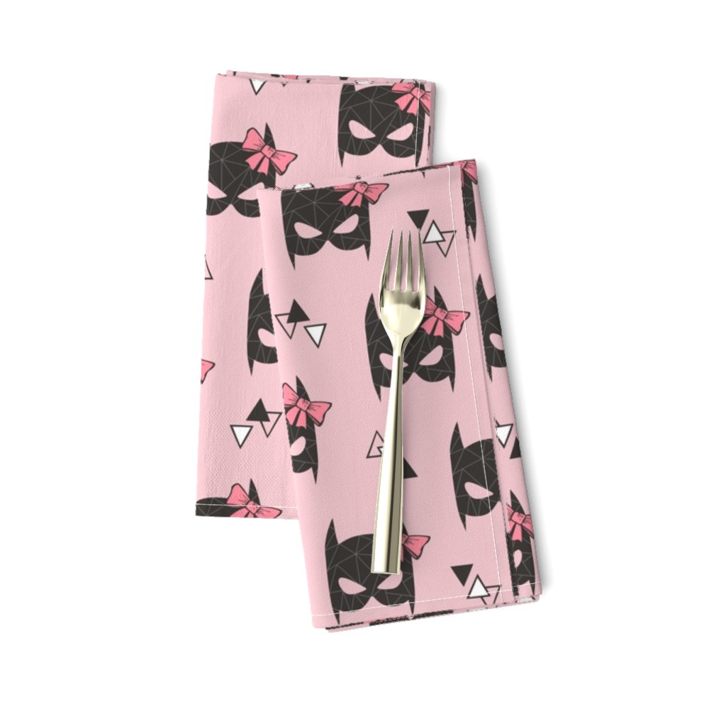 Girly Geometric Bat Mask with Pink Bow on Pink