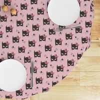 Girly Geometric Bat Mask with Pink Bow on Pink