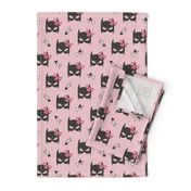 Girly Geometric Bat Mask with Pink Bow on Pink