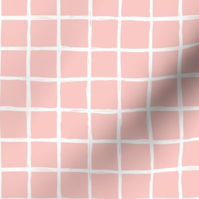 Abstract geometric peach pink square checkered stripe trend pattern grid