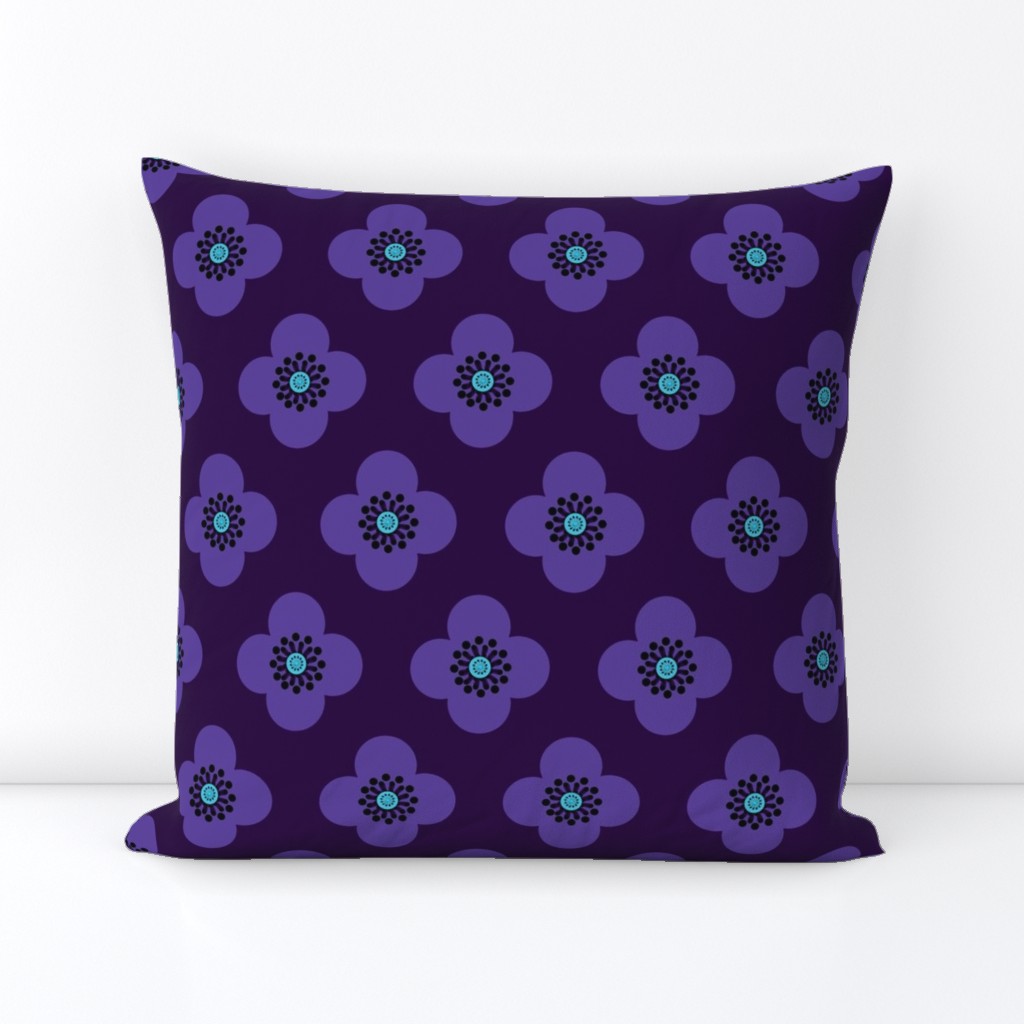 purple geometric  floral // indigo // violet //  Geometric Poppy 