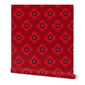 1960s retro flower//  Red Poppy  Flower Scarlet Red Flounce