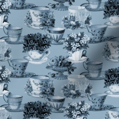 Teacups (blue / mono)