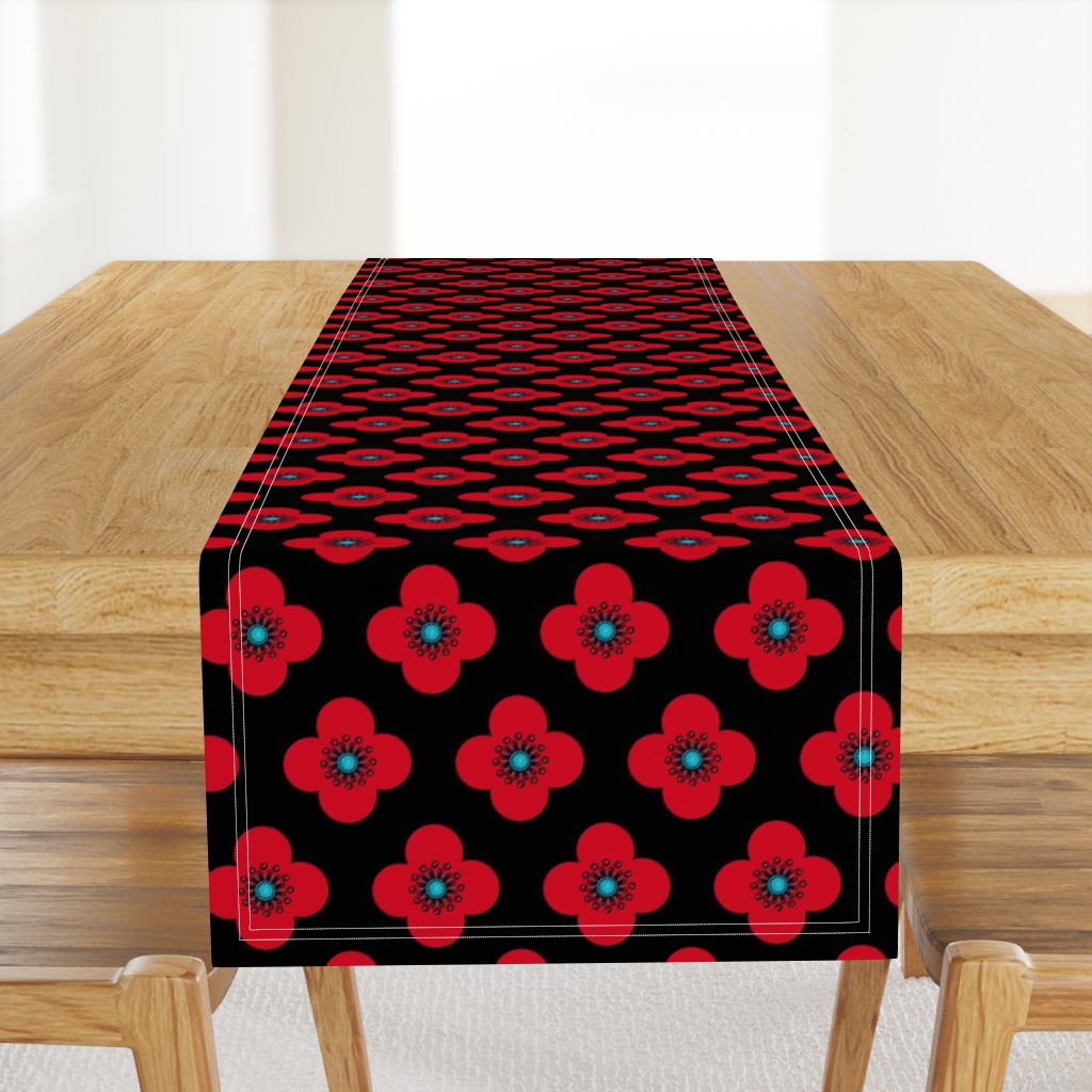  1960s Red Poppy Geometric  floral Drama Queen