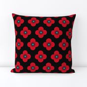  1960s Red Poppy Geometric  floral Drama Queen