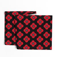  1960s Red Poppy Geometric  floral Drama Queen