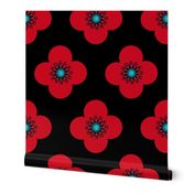  1960s Red Poppy Geometric  floral Drama Queen