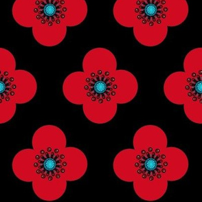  1960s Red Poppy Geometric  floral Drama Queen