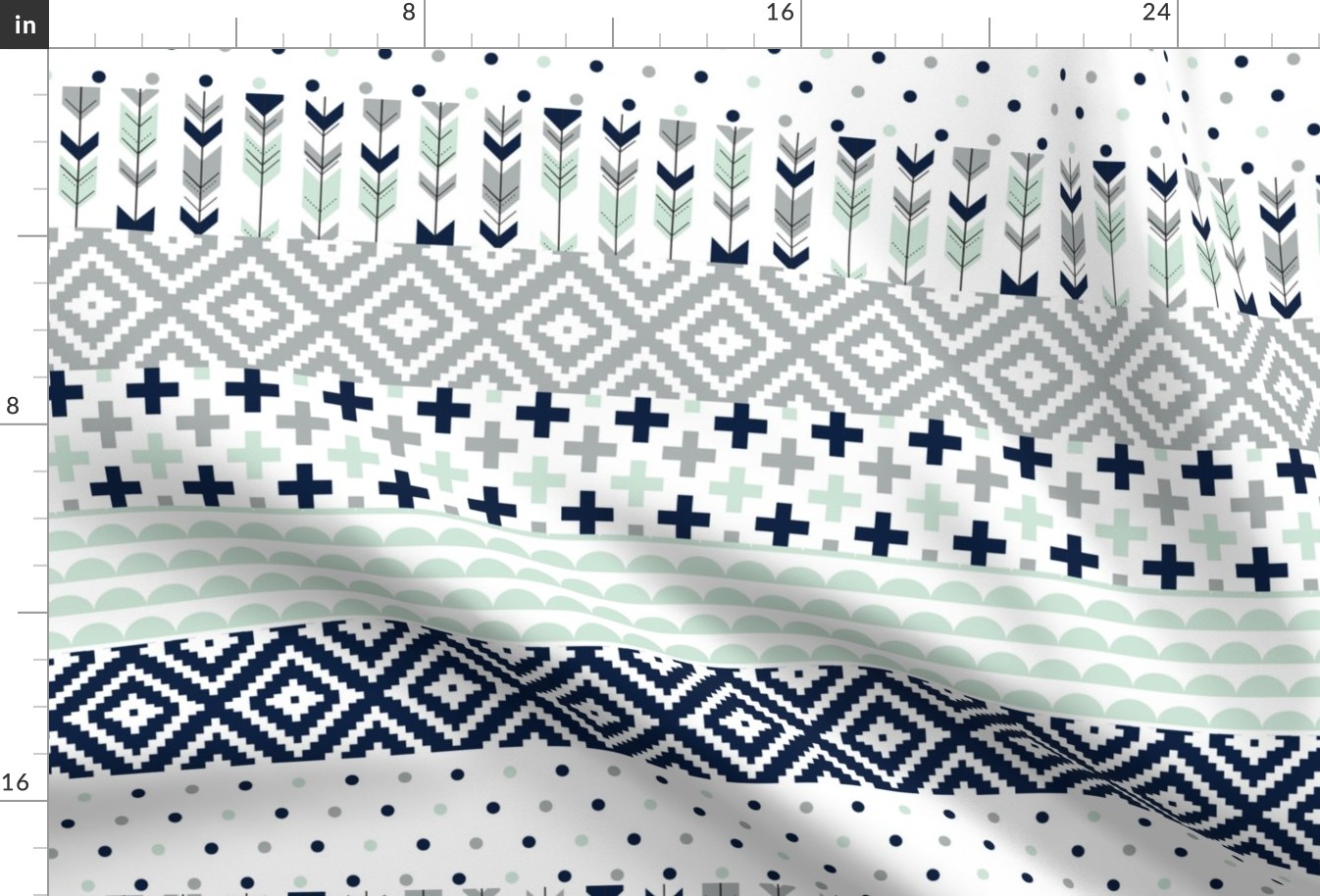 Small Scale 3" - Wholecloth // Cheater Quilt // navy,mint,grey