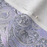 MRN3 -  Hand Drawn Morning Reverie Abstract with Birds, Nests and Coffee Cups in Lavender