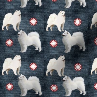 Samoyeds Meet Denim Pattern Fabric 