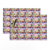 abstract colorful rainbow clouds flowers ribbon sun rays 