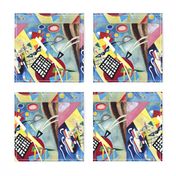 vintage retro Memphis  style 1980s 1990s abstract pop art confetti  kitsch colorful rainbow geometrical shapes Postmodernism 