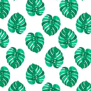 monstera palm leaf watercolor green tropical leaves palm print cute nature 