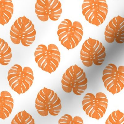 tropical watercolor orange palm print palm  leaves palm print cute orange watercolor tropics monstera 