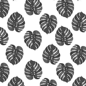 tropical black and white watercolor palm print