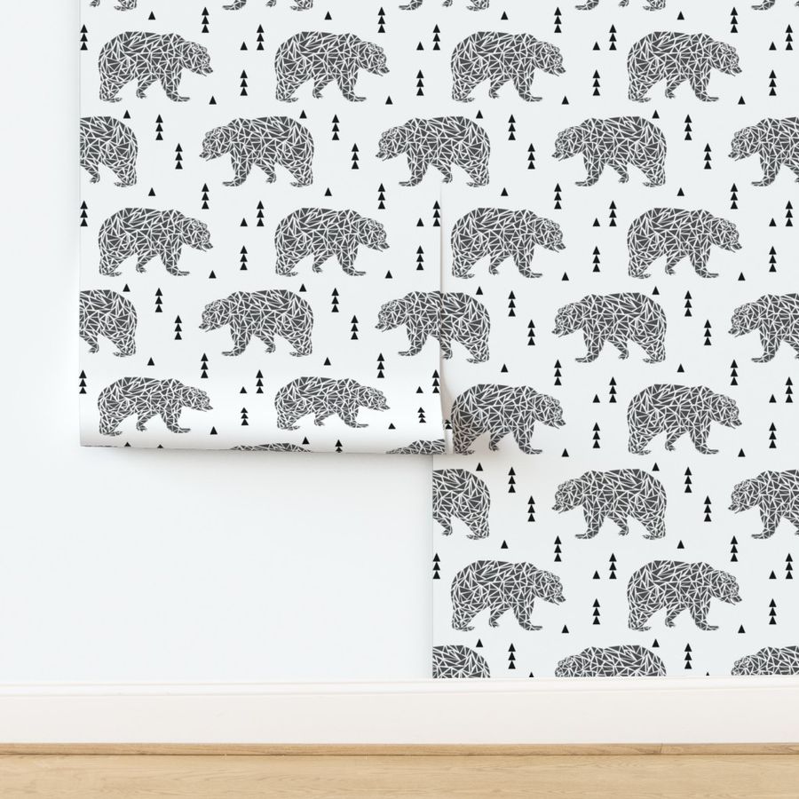 geo bear geometric bear boys nursery charcoal kids scandi kids