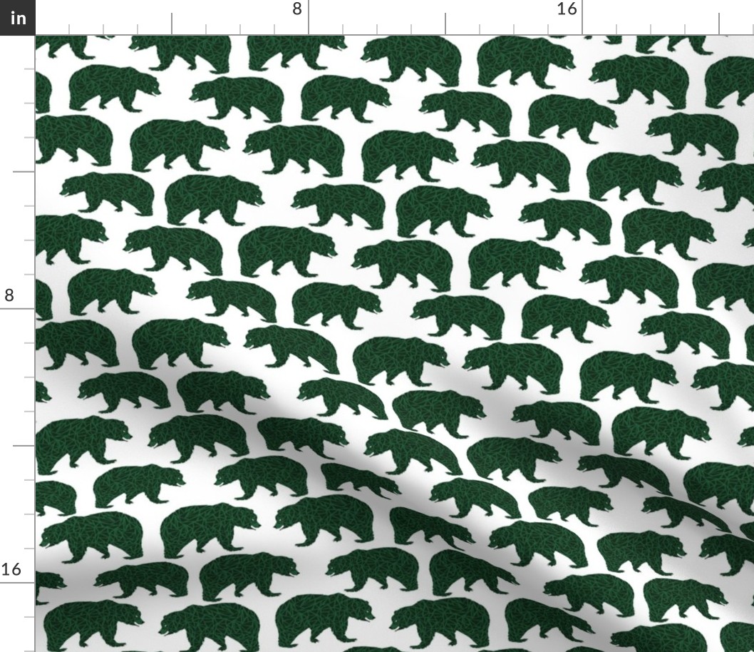 bear dark green boys bear fabric kids nursery bears