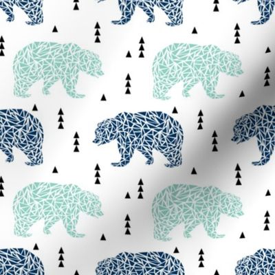 bear navy and mint bears bears kids boy nursery navy blue and mint fabric