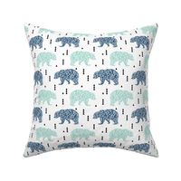 bear navy and mint bears bears kids boy nursery navy blue and mint fabric