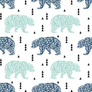 bear navy and mint bears bears kids boy nursery navy blue and mint fabric