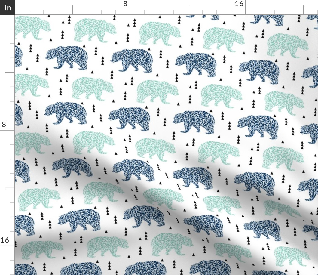 bear navy and mint bears bears kids boy nursery navy blue and mint fabric