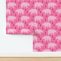 bear pink geo white triangle kids girls girl bear outdoors