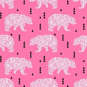 bear pink geo white triangle kids girls girl bear outdoors