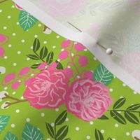 florals flowers pink and green lime green sweet painted flowers baby girl nursery