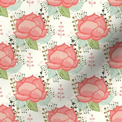 floral blossom girls nursery watercolor painted flowers vintage flower fabrics