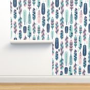 feathers pink navy mint girls sweet nursery feathers spots painted 