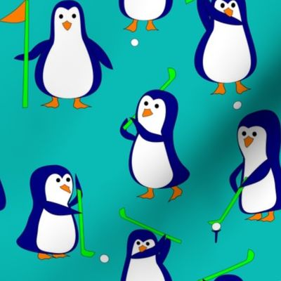 penguin golfers blue