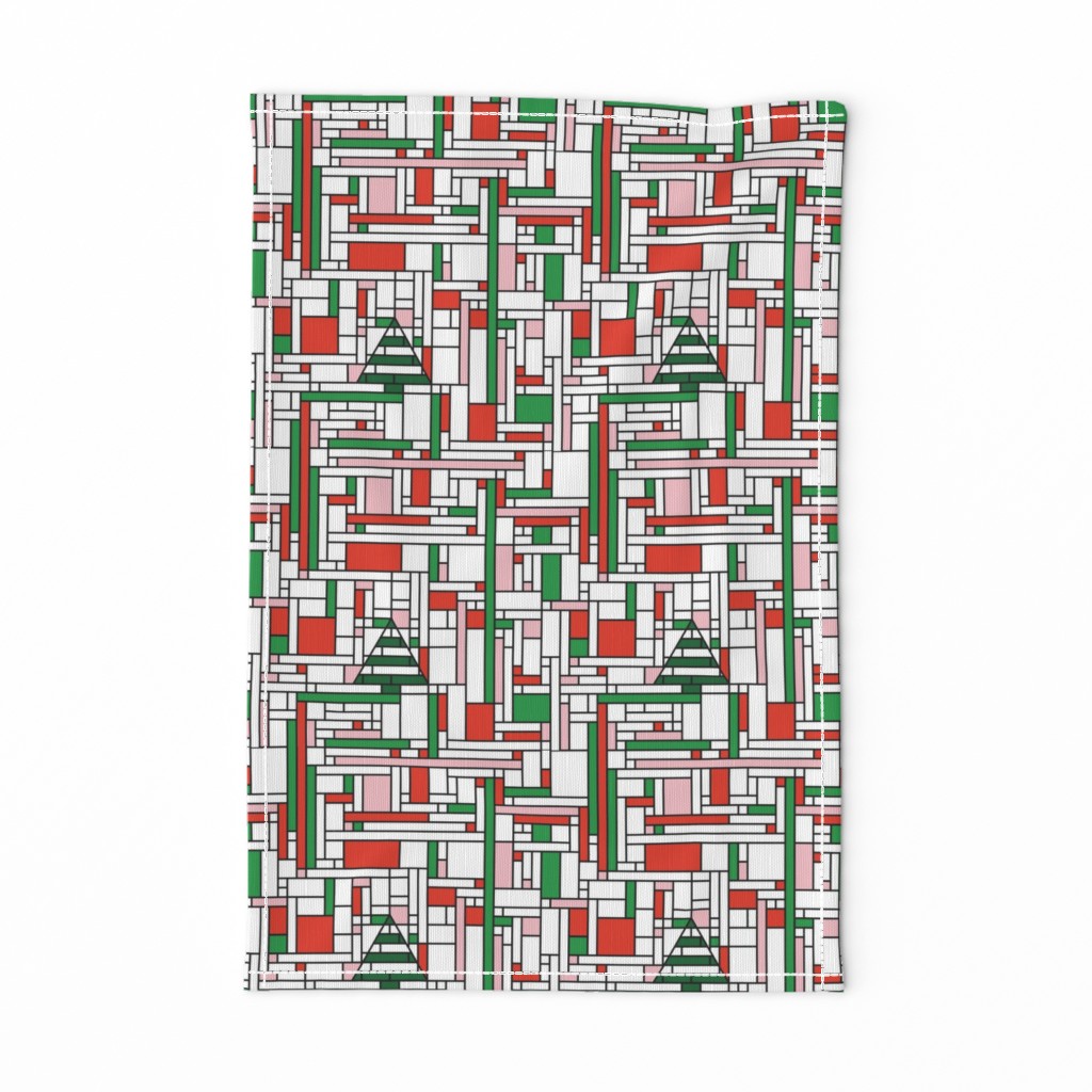 Mondrian Christmas (red & green)