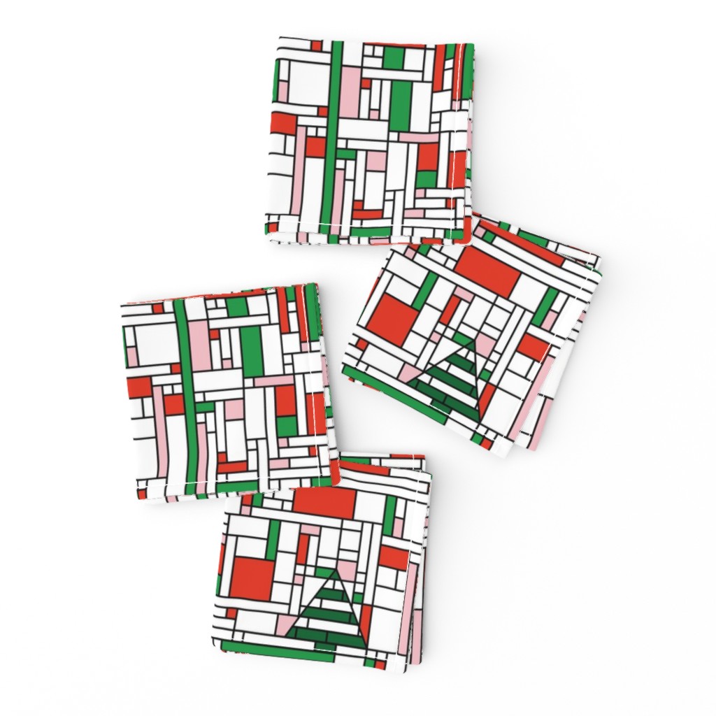 Mondrian Christmas (red & green)