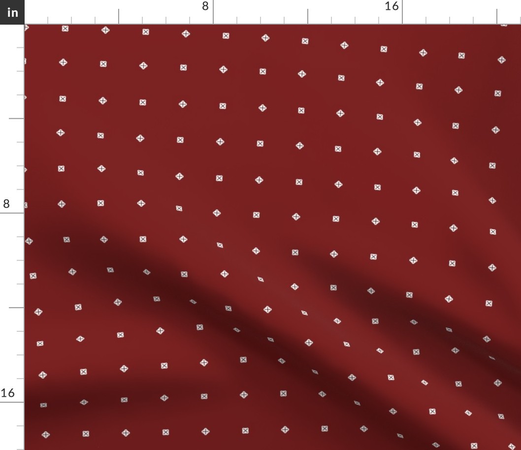 dark red with white dots