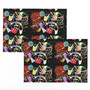 vintage retro Memphis style 1980s 1990s abstract pop art confetti   kitsch colorful rainbow geometrical shapes Postmodernism