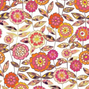 Sweet Seventies Floral in Orange, Pink and Peach