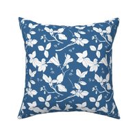 Stonecrop Floral, White on Blue (medium size)