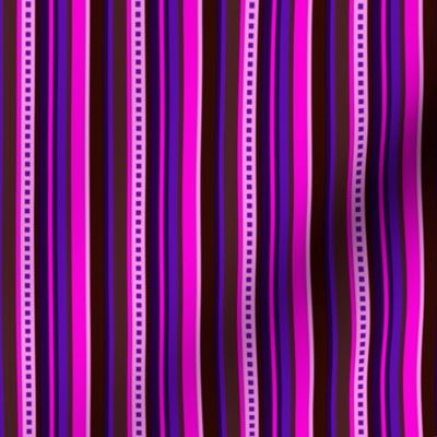 BN7 - Narrow Variegated Stripes in Pink - Purple - Burgundy - Maroon - Brown